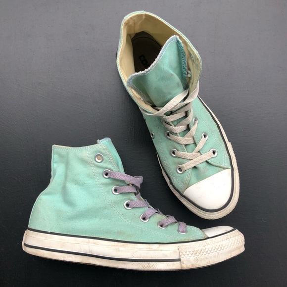 Converse turquoise/ light blue high tops w8 - Picture 7 of 7